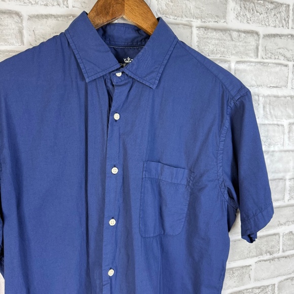 Peter Millar Seaside Collection Silk Blend Solid Navy Button Up Shirt Mens LARGE - Picture 1 of 6